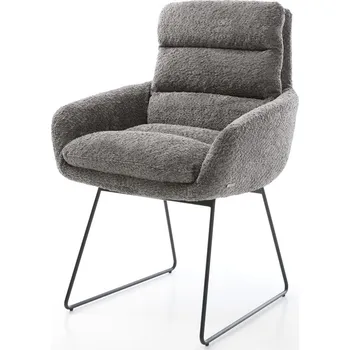 Jídelní židle DELIFE Jídelní židle Abelia-Flex s područkami bouclé šedá tenká podnož černá