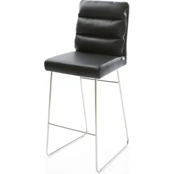 Barová židle DELIFE Barová židle Pela-Flex pravá kůže černá tenká podnož nerezová ocel
