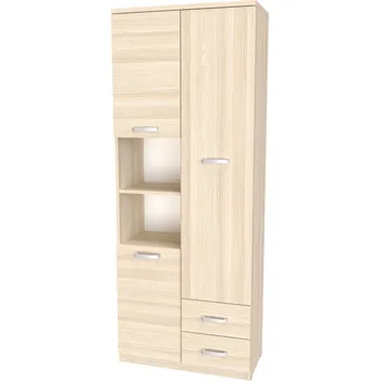 Šatní skříň NÁBYTEK MIKULÍK s.r.o. JONY 10 - šatní skříň s policí a zásuvkami, 80x40.5x205cm Dekor: olše Šířka: 80cm, Dekor: akácie světlá