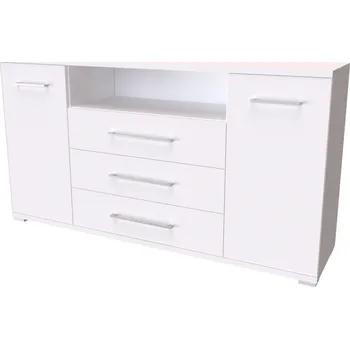 Komoda NÁBYTEK MIKULÍK s.r.o. AIDA LN - komoda se skříňkami, zásuvkami a poličkou, 160x86cm Dekor: olše Šířka: 160cm, Dekor: bílá struktura