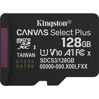 Paměťová karta Kingston MicroSDXC karta 128GB Canvas Select Plus, U1, V10, A1