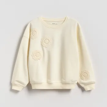 Dívčí mikina Reserved - Mikina s výšivkou - tělová - 254FA-02X - 254FA-02X-U15