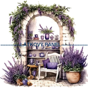 Látkový panel - Levandule - LE-34 Velikost: 20x20cm, Materiál: Bavlna