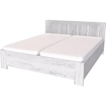 Postel NÁBYTEK MIKULÍK s.r.o. AURA - manželská postel s lamelovými rošty 180x200cm / 160x200cm Dekor: jasan šedý, Šířka pro matraci: 180cm, Výška čela: 93cm Dekor: dub bělený