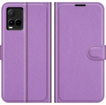 Pouzdro na mobilní telefon Litchi PU kožené peněženkové pouzdro na mobil Vivo Y21/Y21s/Y33s - fialové