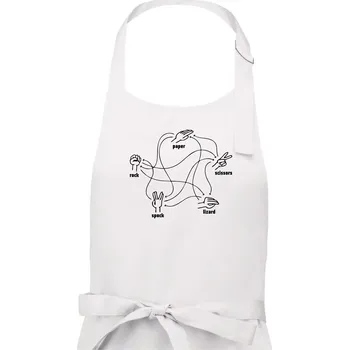Kuchyňská zástěra Kámen nůžky papír Spock - Pánská zástěra na vaření - Univerzální velikost ( Bílá )