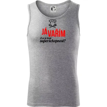 Já vařím - tvoje superschopnost? rovný nápis - Tílko pánské Core - M ( Tmavě šedý melír )
