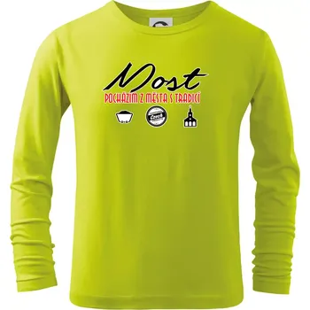 Most město s tradicí - Triko dětské Long Sleeve - 134 cm/8 let ( Limetková )