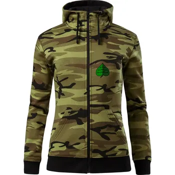 Dámská mikina Prší - Zelený - prso - Dámská mikina trendy zipper s kapucí - XL ( Zelený maskáč )