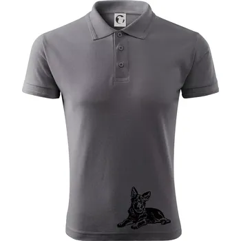 Pánská košile Německý ovčák - štěně - Polokošile pánská Pique Polo 203 - 5XL ( Ocelově šedá )
