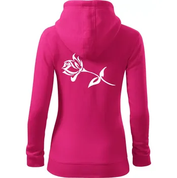 Dámská mikina Růže obrys - Dámská mikina trendy zipper s kapucí - M ( Purpurová )