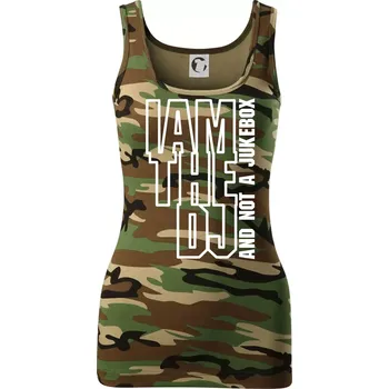 Dámské tričko Iam the dj and not a jukebox na výšku - Dámské Maskáčové tílko - M ( Hnědý maskáč )