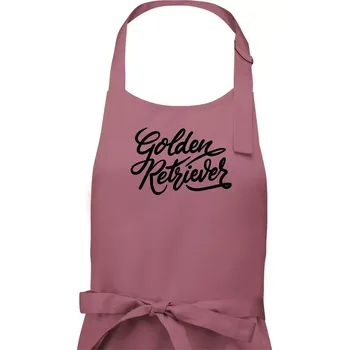 Kuchyňská zástěra Golden retriever - nápis okrasný - Dámská zástěra na vaření - Univerzální velikost ( Starorůžová )