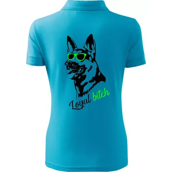 Německý ovčák - loyal bitch - Polokošile dámská Pique Polo - 3XL ( Světlý tyrkys )