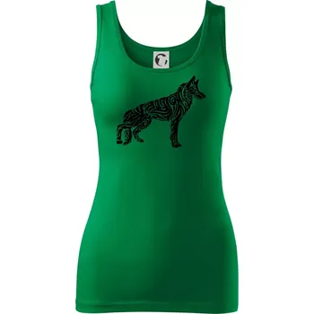 Dámské tričko Německý ovčák - tattoo - Dámské tílko - XL ( Středně zelená )