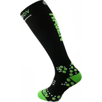Pánské termo ponožky Kompresní podkolenky HAVEN EvoTec Silver black/green- MIDDLE COMPRESSION (Barva černá/zelená, velikost 8-9 (42-43))