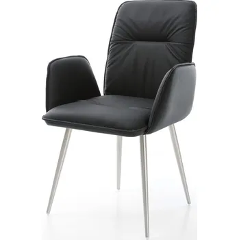 Jídelní židle DELIFE Jídelní židle Vinja-Flex pravá kůže černá 4-nohá zúžená nerezová ocel