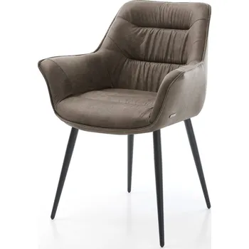 Jídelní židle DELIFE Jídelní židle Kaira-Flex mikrovlákno taupe vintage 4-nohá zúžená černá