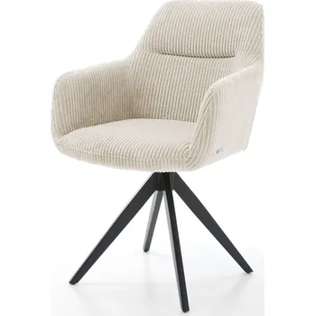 Jídelní židle DELIFE Jídelní židle Pejo-Flex plyšový manšestr béžová křížová podnož hranatá černá taštičkové pružiny