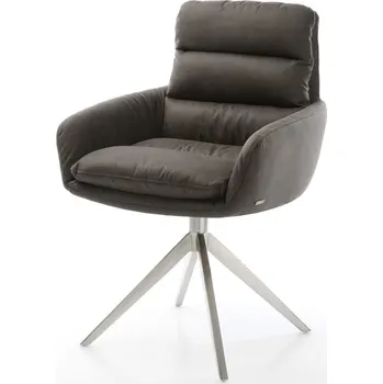 Jídelní židle DELIFE Jídelní židle Abelia-Flex s područkami mikrovlákno antracit vintage křížová podnož široká nerezová ocel