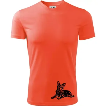 Pánské tričko Německý ovčák - štěně - Pánské triko Fantasy sportovní (dresovina) - 3XL ( Neonově oranžová )