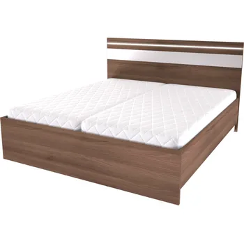 Postel NÁBYTEK MIKULÍK s.r.o. MIA 2 - manželská postel s lamelovými rošty a LED osvětlením v čele 180x200cm / 160x200cm Dekor: olše, Šířka pro matraci: 160cm Dekor: akácie skořice