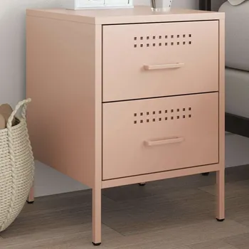 Noční stolek vidaXL Noční stolek olivově 36 x 39 x 50,5 cm ocel [842932] Barva: Růžová