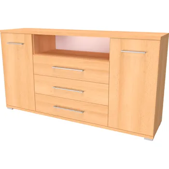 Komoda NÁBYTEK MIKULÍK s.r.o. AIDA LN - komoda se skříňkami, zásuvkami a poličkou, 160x86cm Dekor: olše Šířka: 160cm, Dekor: buk