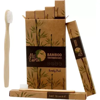 Awm Bambusové zubní kartáčky Bílé rodinné balení 4 ks
