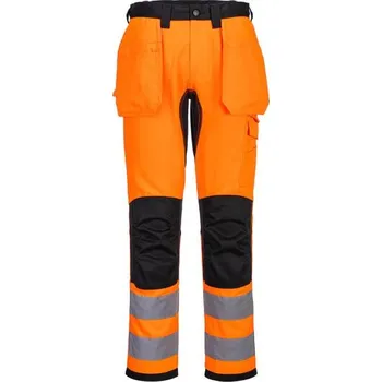 Pánské kalhoty PortWest | WX2 Eco Hi-Vis kapsové kalhoty - Orange/Black / 33 / L / oranžová