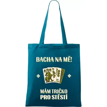 Tričko pro štěstí - Prší - Taška bavlněná - 42 x 38 cm ( Petrolejová )