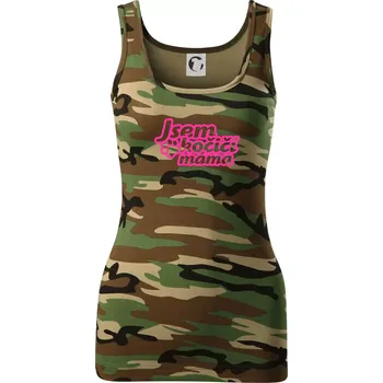 Dámské tričko Jsem kočičí máma - Dámské Maskáčové tílko - S ( Hnědý maskáč )