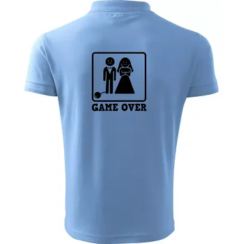 Pánská košile Game Over rozlučka - Polokošile pánská Pique Polo 203 - 5XL ( Pyžamově světlá modrá )