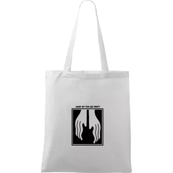 What do you see first? Kytara - Ruce - Taška bavlněná - 42 x 38 cm ( Bílá )