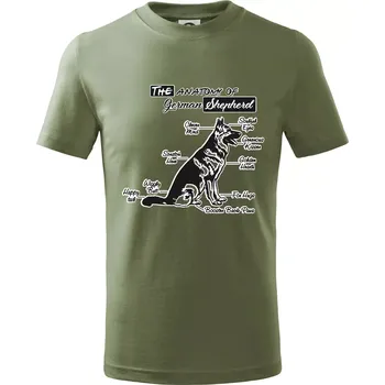 Německý ovčák - Anatomie - Tričko dětské bavlněné - 158 cm/12 let ( Khaki )