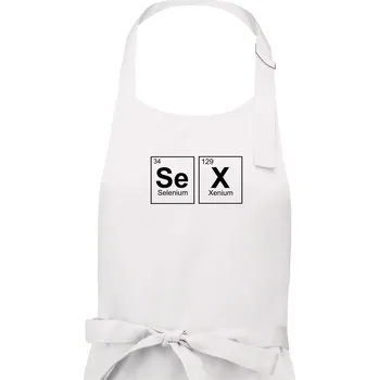 Kuchyňská zástěra SEX- periodická tabulka - Pánská zástěra na vaření - Univerzální velikost ( Bílá )