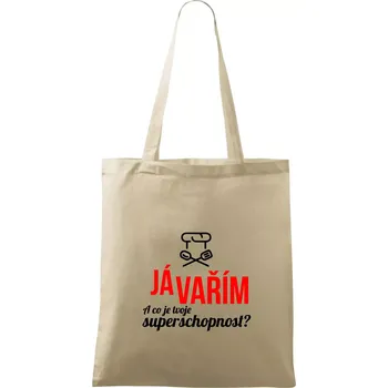 Nákupní taška Já vařím - tvoje superschopnost? rovný nápis - Taška bavlněná - 42 x 38 cm ( Naturální )