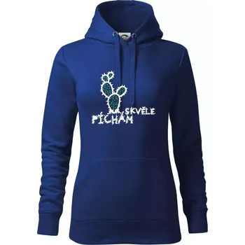 Dámská mikina Píchám skvěle - Mikina dámská Cape s kapucí - M ( Královská modrá )