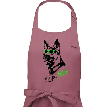 Kuchyňská zástěra Německý ovčák - loyal bitch - Pánská zástěra na vaření - Univerzální velikost ( Starorůžová )