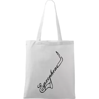 Saxophone nápis - Taška bavlněná - 42 x 38 cm ( Bílá )