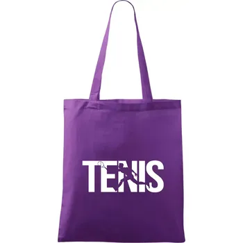 Tenis nápis silueta - Taška bavlněná - 42 x 38 cm ( Fialová )
