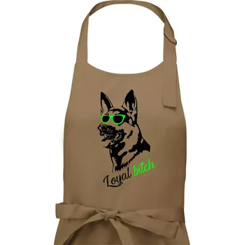 Kuchyňská zástěra Německý ovčák - loyal bitch - Pánská zástěra na vaření - Univerzální velikost ( Cappuccino )