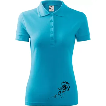 Květina lístky - Polokošile dámská Pique Polo - XL ( Světlý tyrkys )