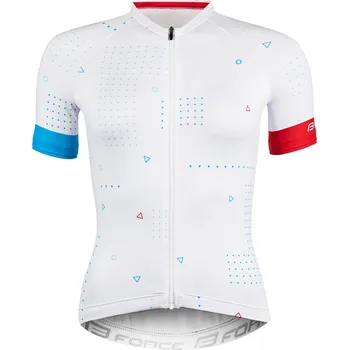cyklistický dres Dres FORCE GAME, dámský, krátký rukáv, bílý (Barva bílá, velikost XS)
