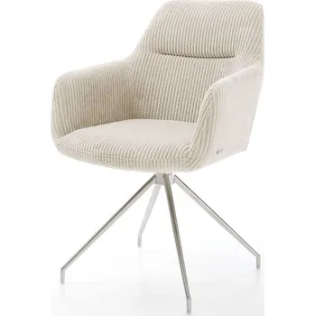 Jídelní židle DELIFE Jídelní židle Pejo-Flex manšestr béžová křížová podnož zúžená nerezová ocel taštičkové pružiny