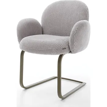 Jídelní židle DELIFE Jídelní židle Nube-Flex s područkami plyšový manšestr stříbrně šedá jídelní židle plochý titanová povrchová úprava taštičkové pružiny