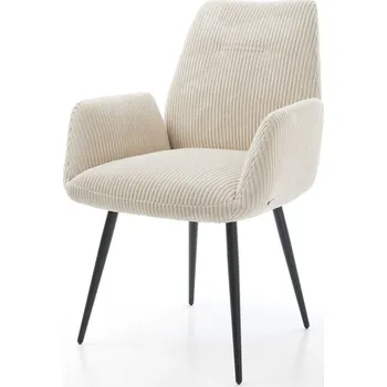Jídelní židle DELIFE Jídelní židle Zoa-Flex plyšový manšestr béžová 4-nohá zúžená černá taštičkové pružiny