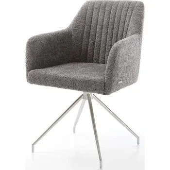 Jídelní židle DELIFE Jídelní židle Greg-Flex bouclé šedá křížová podnož zúžená nerezová ocel taštičkové pružiny