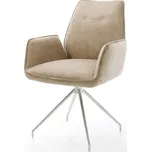 DELIFE Jídelní židle Zoa-Flex mikrovlákno béžová vintage křížová podnož zúžená nerezová ocel taštičkové pružiny