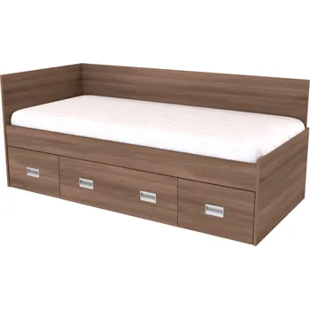 Postel NÁBYTEK MIKULÍK s.r.o. NEMO - postel 90x200, 2 zvýšená čela (včetně roštu) Dekor: olše, Úchytka: STANDARD Šířka: 95cm, Dekor: akácie skořice